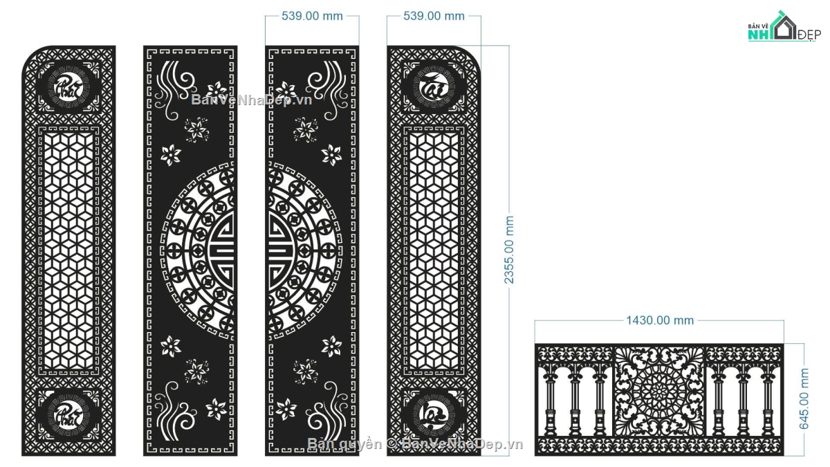 lan can,lan can cnc,cổng 4 cánh lan can,file cổng 4 cánh lan can