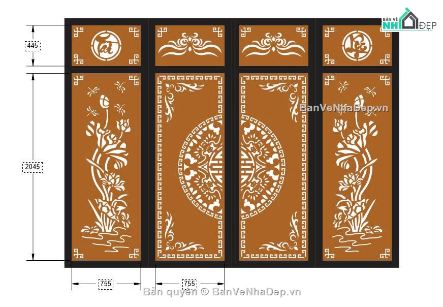 File cổng 4 cánh,File cnc cổng 4 cánh,file cổng dxf đẹp