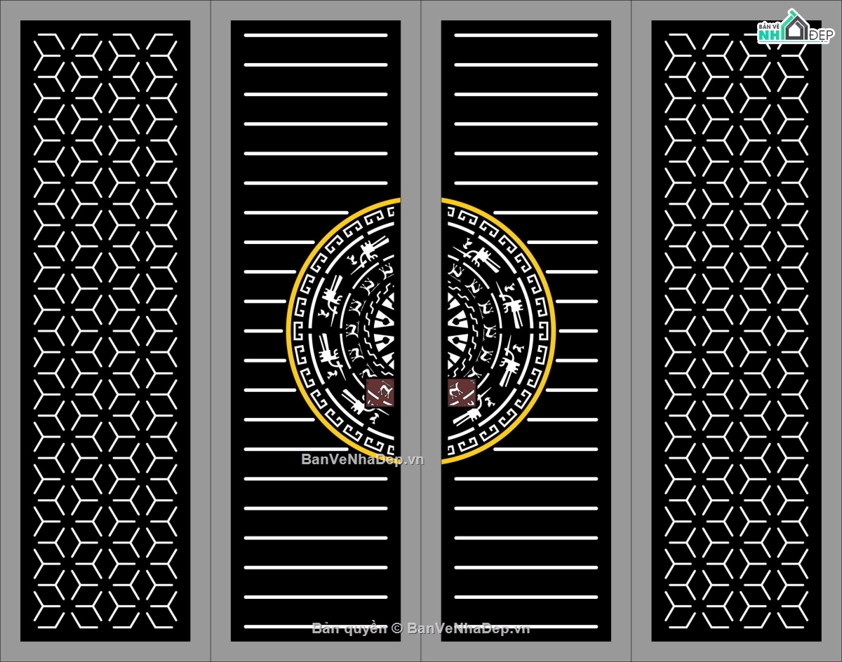 Cổng 4 cánh,file dxf cổng 4 cánh,cổng 4 cánh