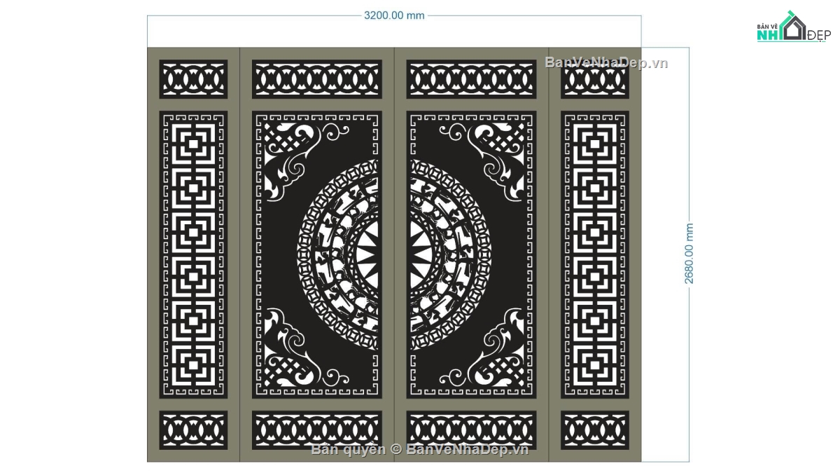 cổng 4 cánh cnc,cổng trống đồng cnc,File cổng 4 cánh