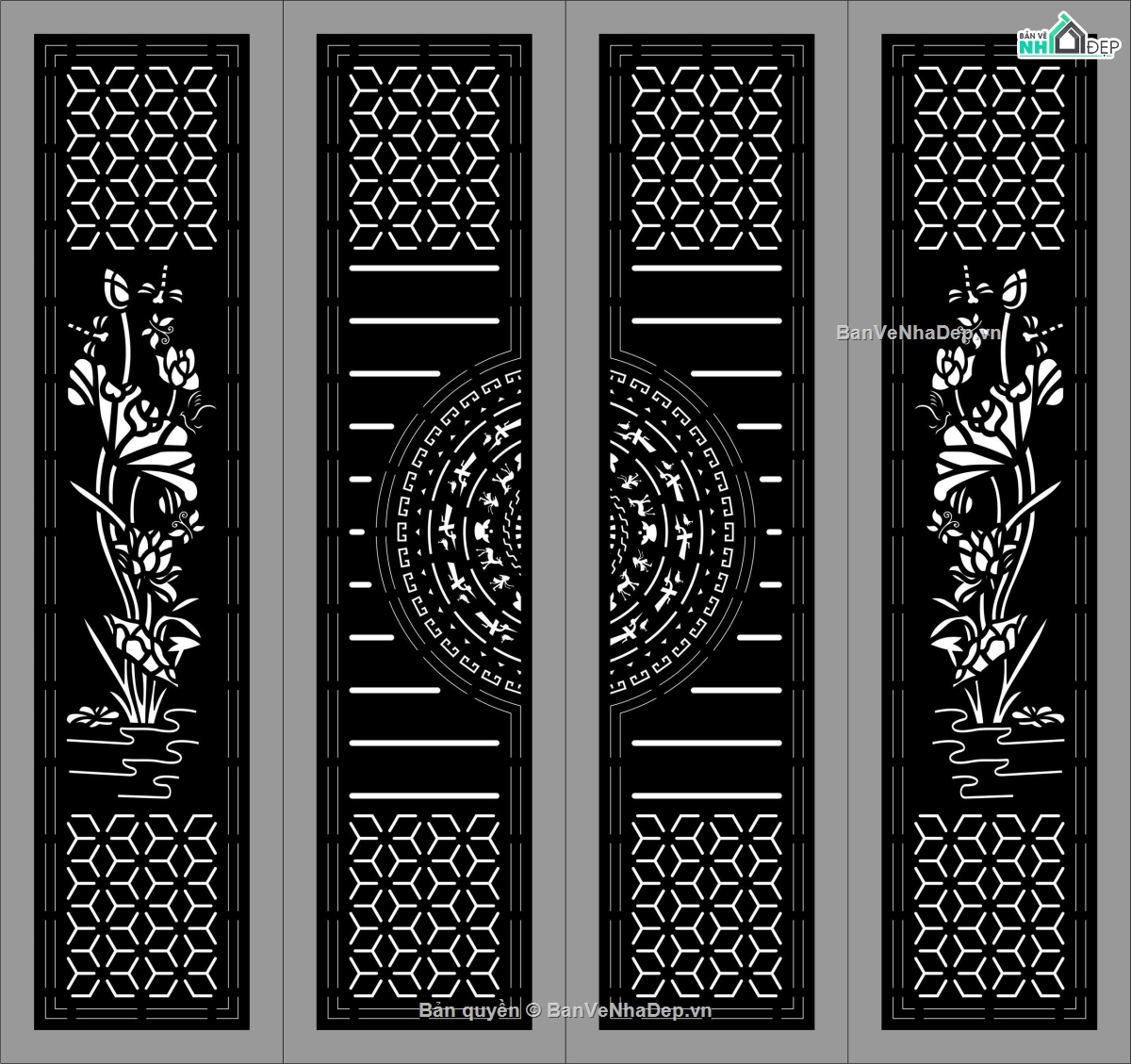 cổng 4 cánh cnc,File cổng 4 cánh,cổng dxf