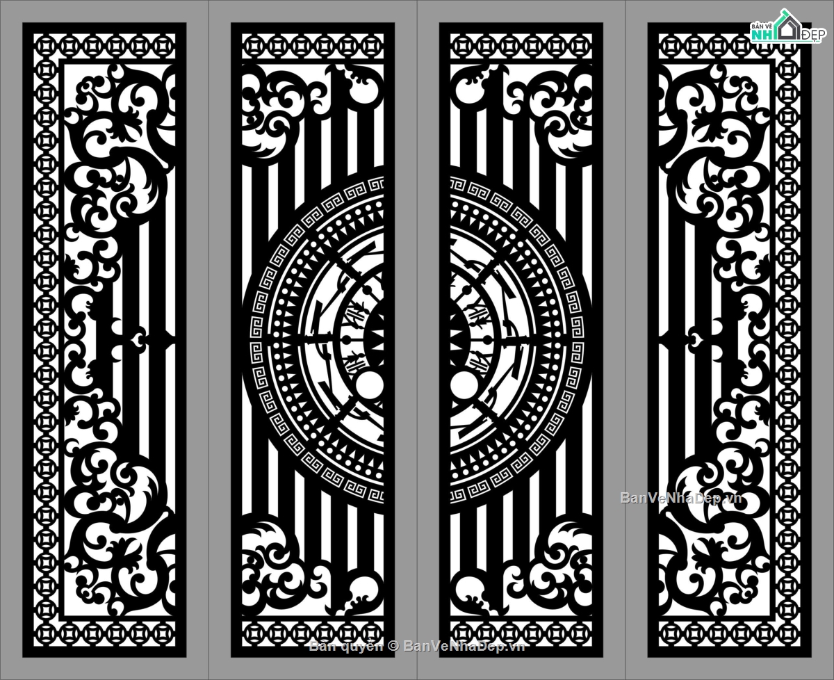 cổng 4 cánh cnc,cổng trống đồng cnc,File cổng 4 cánh