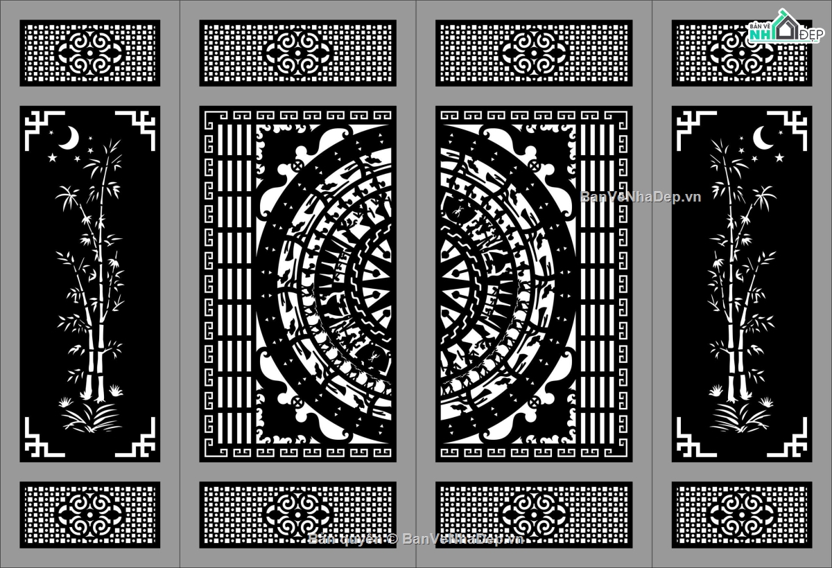 autocad trống đồng,autocad cổng cnc,cổng 4 cánh cnc,file cnc cổng 4 cánh
