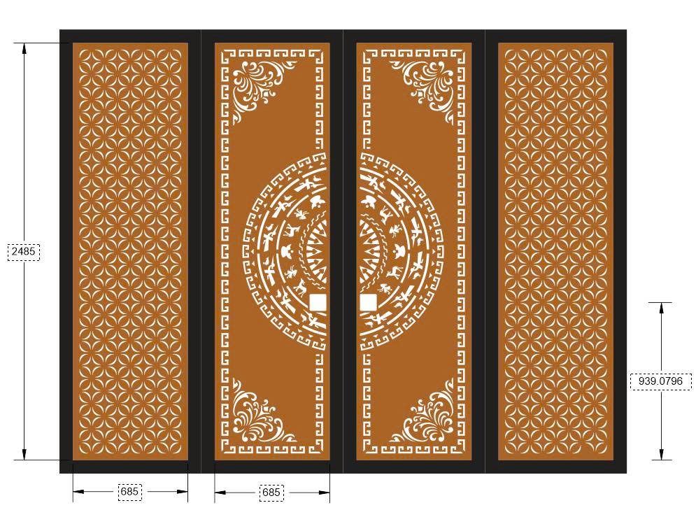 cổng 4 cánh cnc,File cổng 4 cánh,File cnc cổng 4 cánh