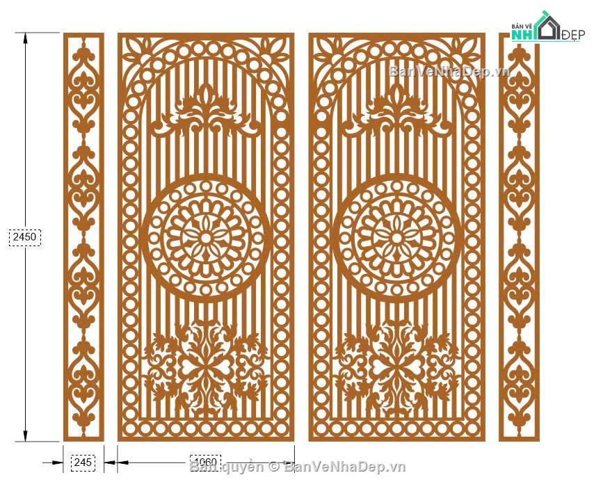 cổng 4 cánh cnc,File cổng 4 cánh,file cổng dxf đẹp