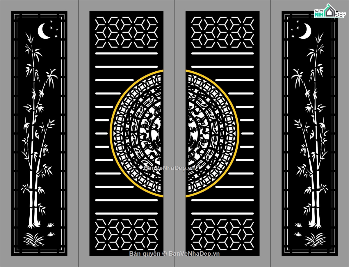 cổng 4 cánh cnc,File cổng 4 cánh,cổng dxf