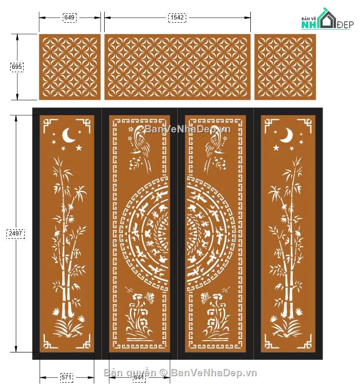 cổng 4 cánh cnc,File cổng 4 cánh,File cnc cổng 4 cánh