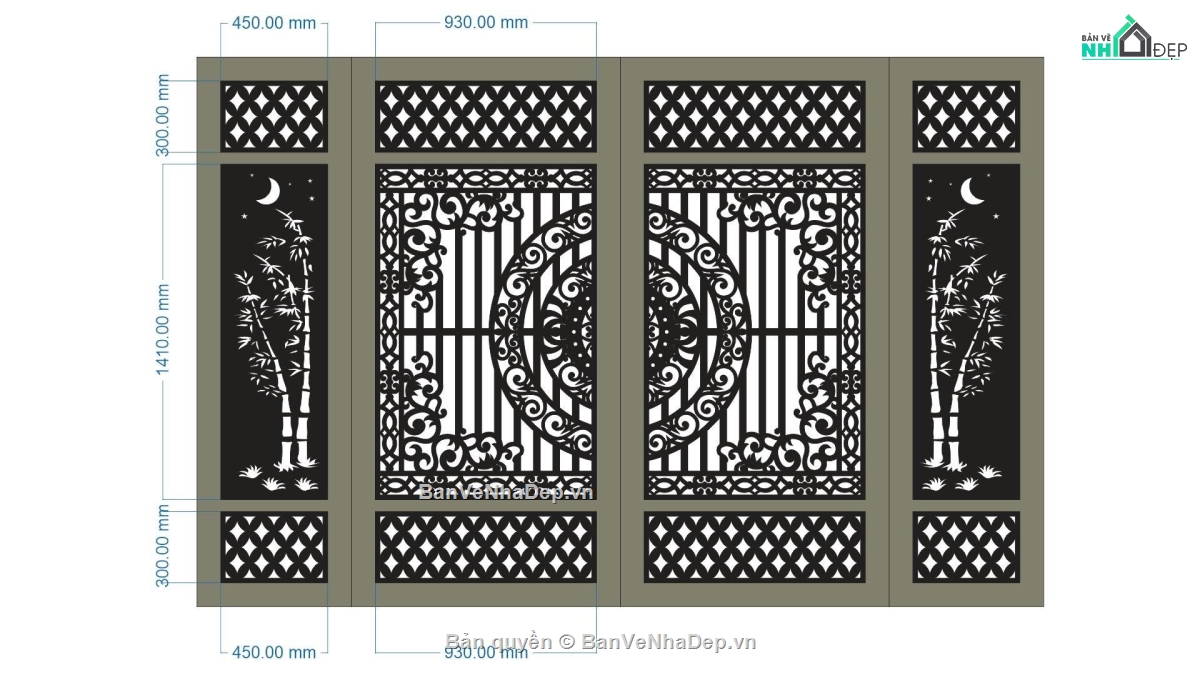 cổng trống đồng cnc,cổng 4 cánh cnc,File cổng 4 cánh