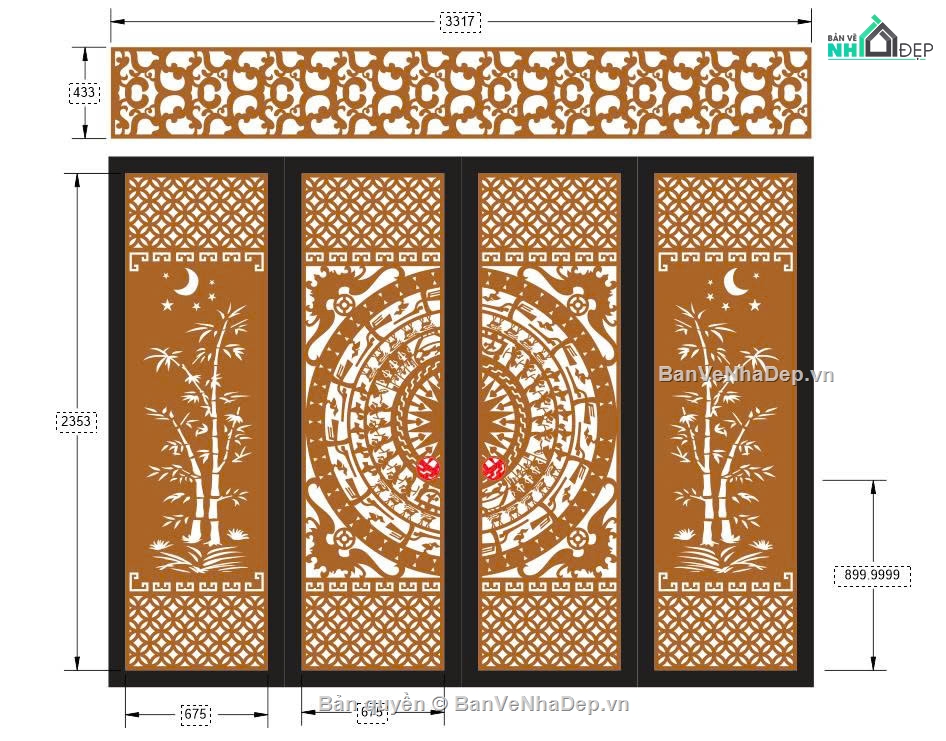 cổng 4 cánh cnc,cổng trống đồng cnc,File cổng 4 cánh