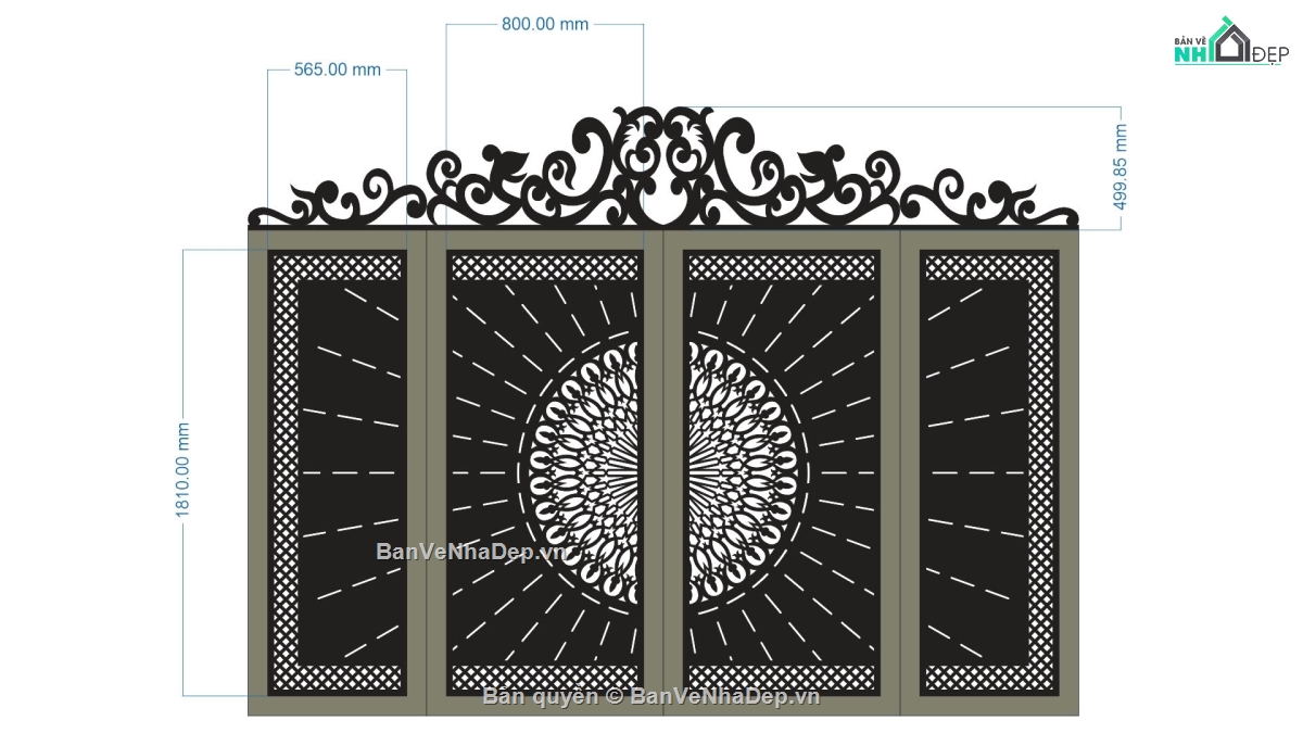 cổng đẹp 4 cánh,file cnc cổng 4 cánh và vòm,file cổng 4 cánh
