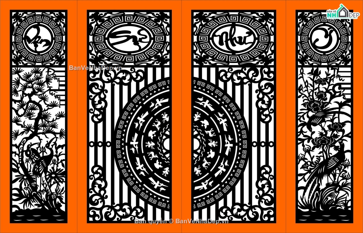 cổng đẹp 4 cánh,file cnc cổng 4 cánh,mẫu cnc cổng 4 cánh