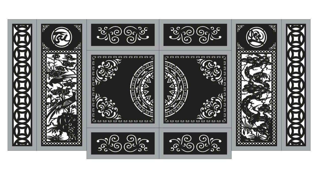 cổng trống đồng cnc,cnc cổng tài lộc,cổng dxf