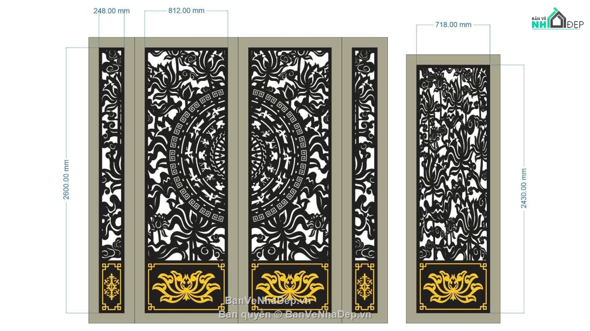 cổng chùa,cổng 4 cánh cnc,File cổng 4 cánh,file cổng chùa 4 cánh