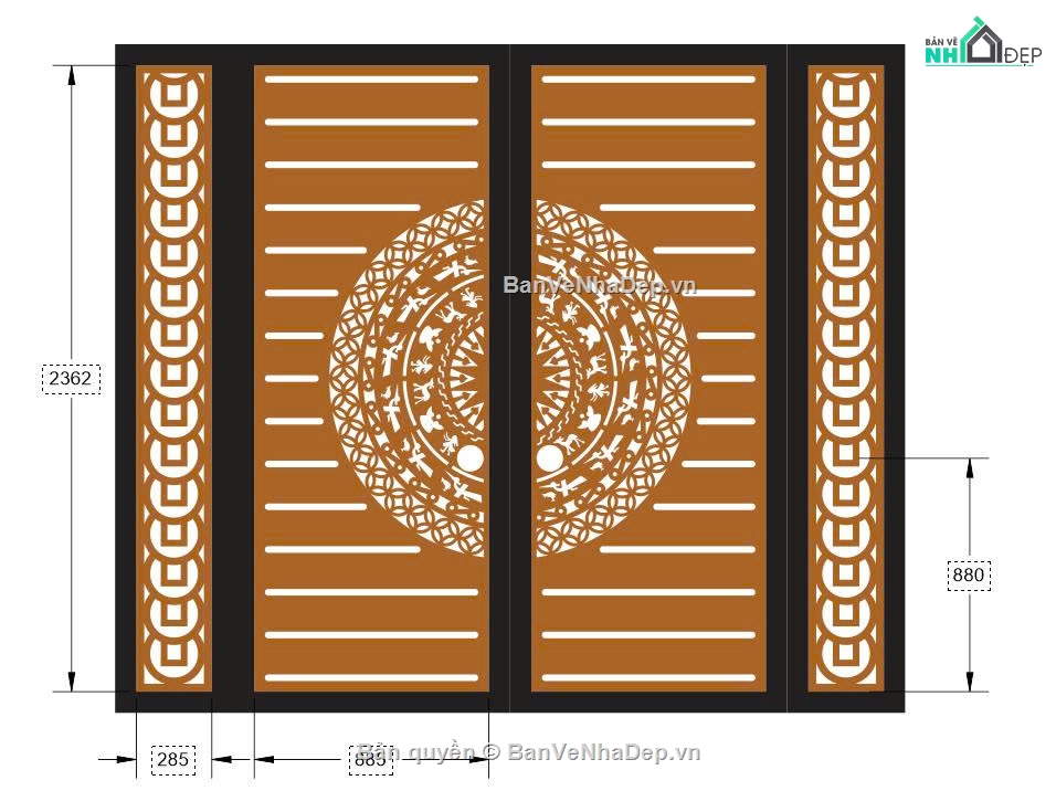 cổng 4 cánh cnc,cổng trống đồng cnc,File cổng 4 cánh