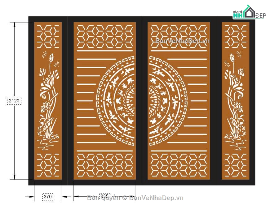 cổng 4 cánh cnc,cổng trống đồng cnc,File cổng 4 cánh