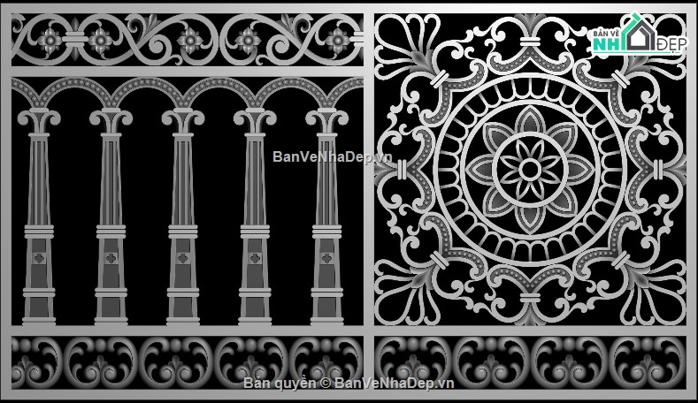 lan can nhôm đúc,lan can jdp,nhôm đúc cnc,File lan can cnc đẹp,lan can nhôm