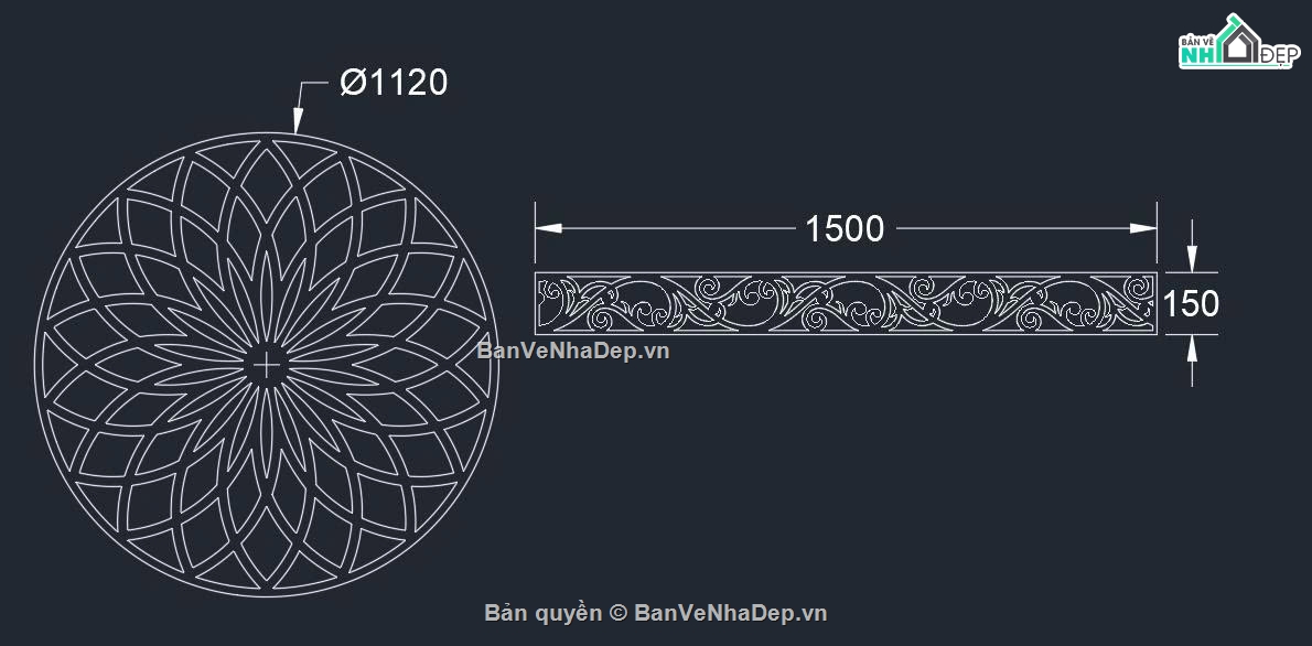 hoa văn mái kính,diềm mái kính cnc,file dxf mái kính tròn