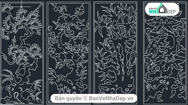 cắt Plasma CNC tứ quý,Tranh tứ quý,Bộ tranh tứ quý,tranh cnc plasma