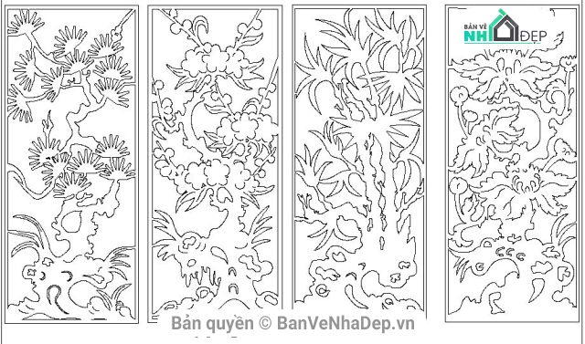 cắt Plasma CNC tứ quý,Tranh tứ quý,Bộ tranh tứ quý,tranh cnc plasma