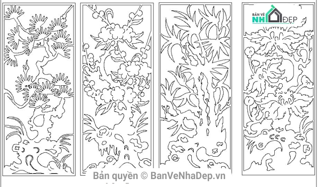 cắt Plasma CNC tứ quý,Tranh tứ quý,Bộ tranh tứ quý,tranh cnc plasma