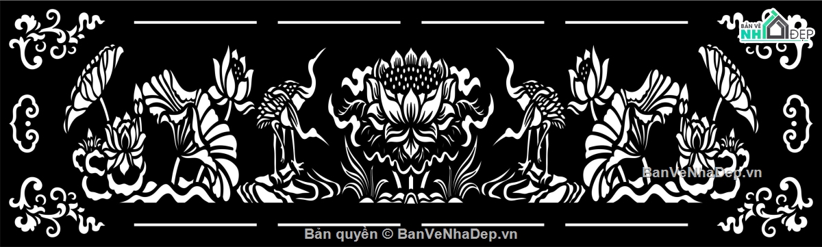 tranh sen cnc,tranh hạc cnc,sen hạc cnc