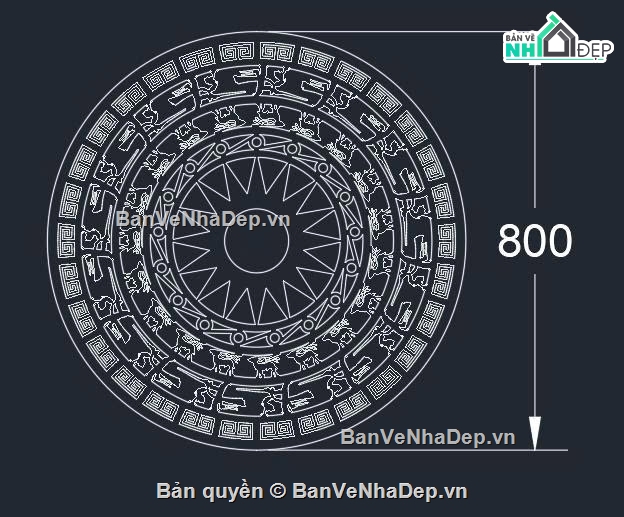 trống đồng,File dxf trống đồng cnc,mẫu trống đồng cnc