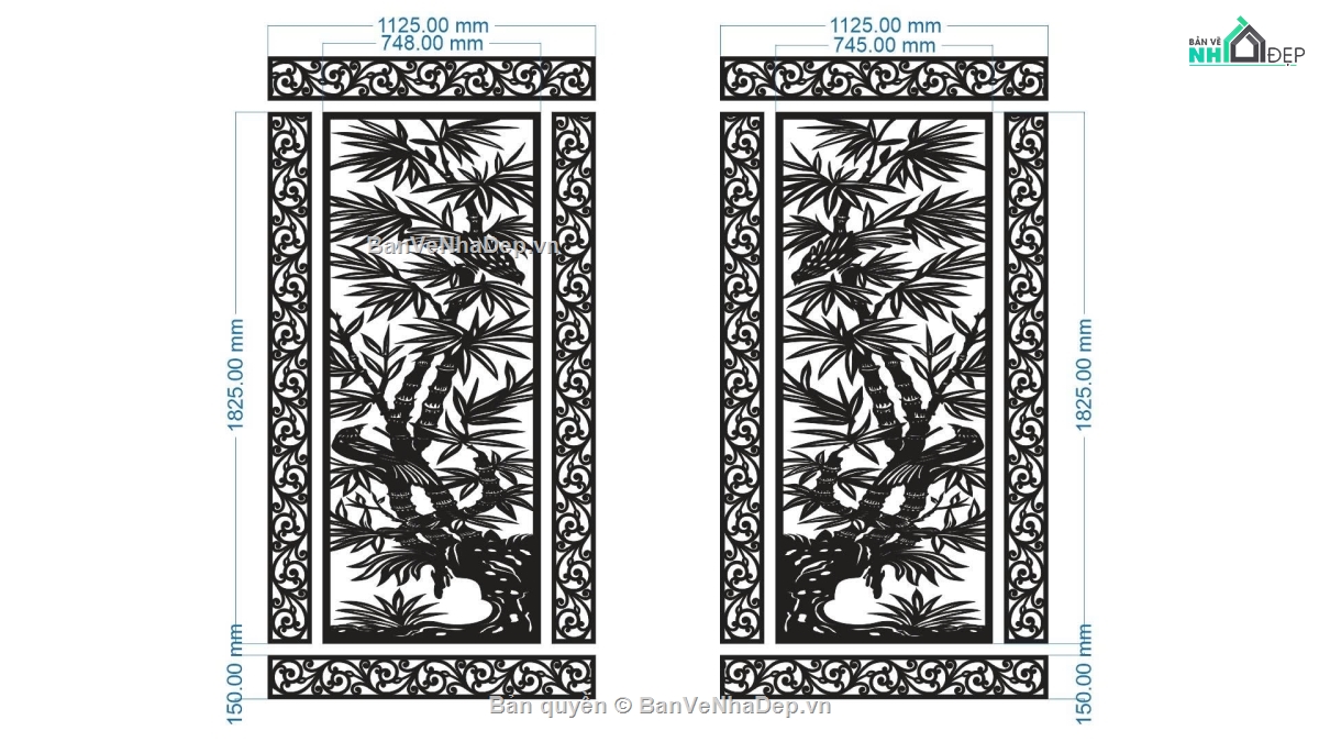vách cnc,cnc vách trúc,File vách cnc dxf