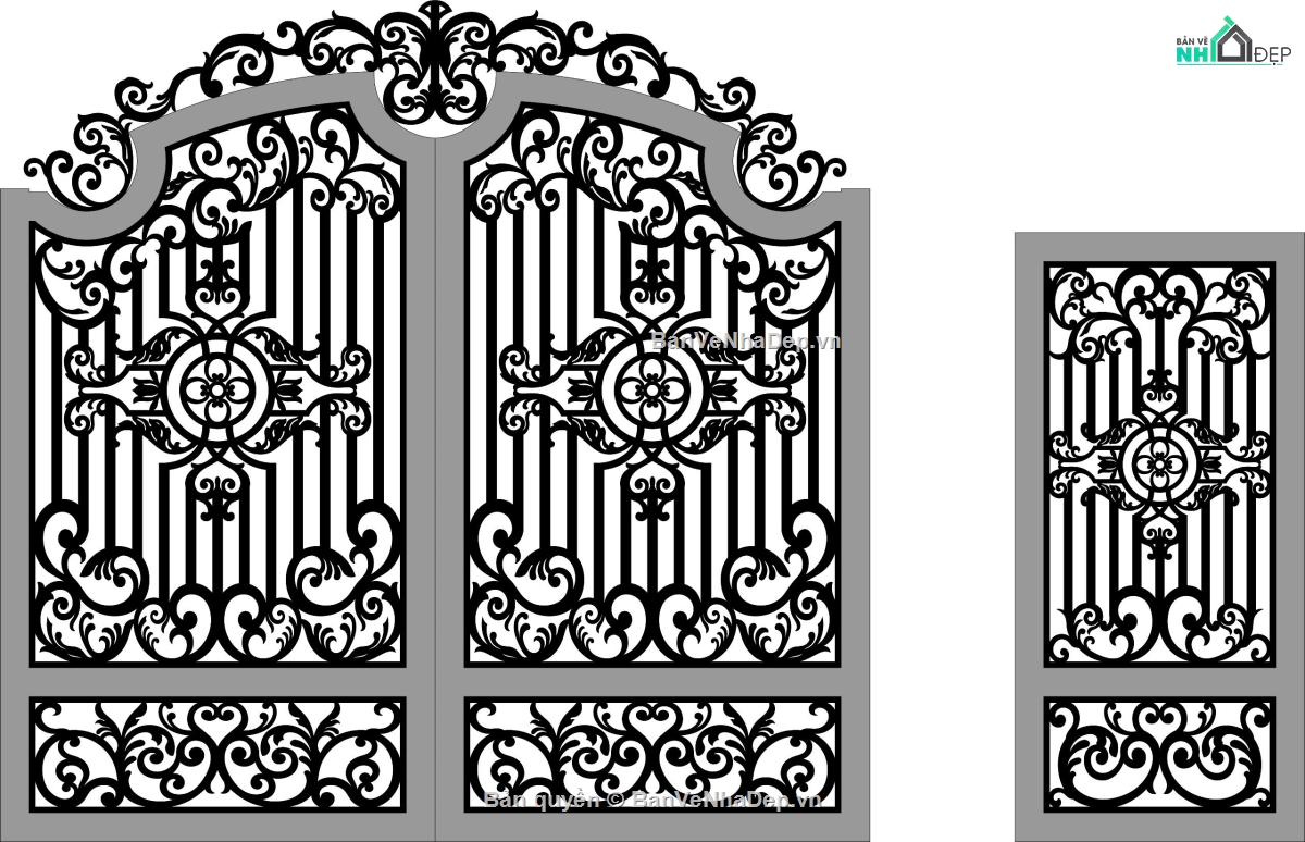 File cổng 2 cánh cnc,cn cổng 2 cánh,cổng phụ