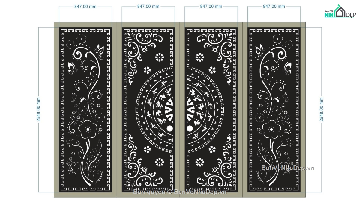 cổng 4 cánh cnc,cổng trống đồng cnc,File cổng 4 cánh