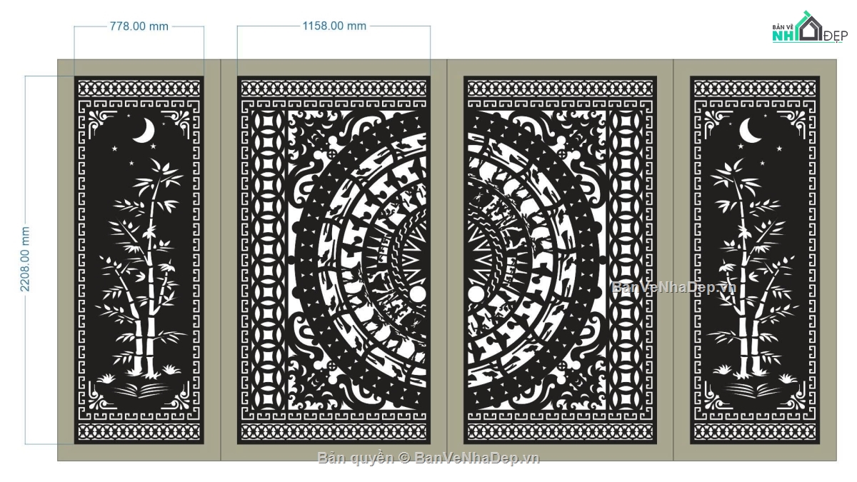 File cổng 4 cánh,cổng trống đồng,cổng trống đồng 4 cánh