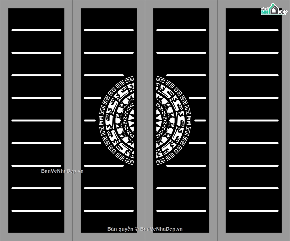 cổng 4 cánh cnc,cổng trống đồng cnc,File cổng 4 cánh,dxf cổng cnc đẹp
