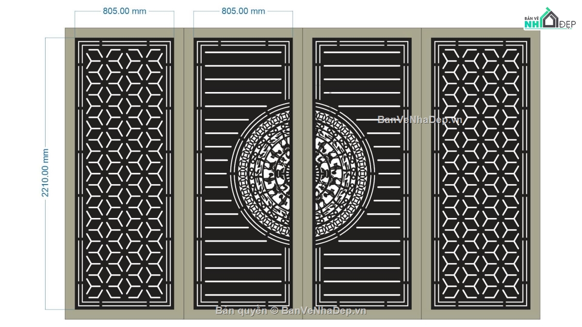 trống đồng,cổng cnc hoa văn trống đồng,hoa văn cổng,cổng 4 cánh