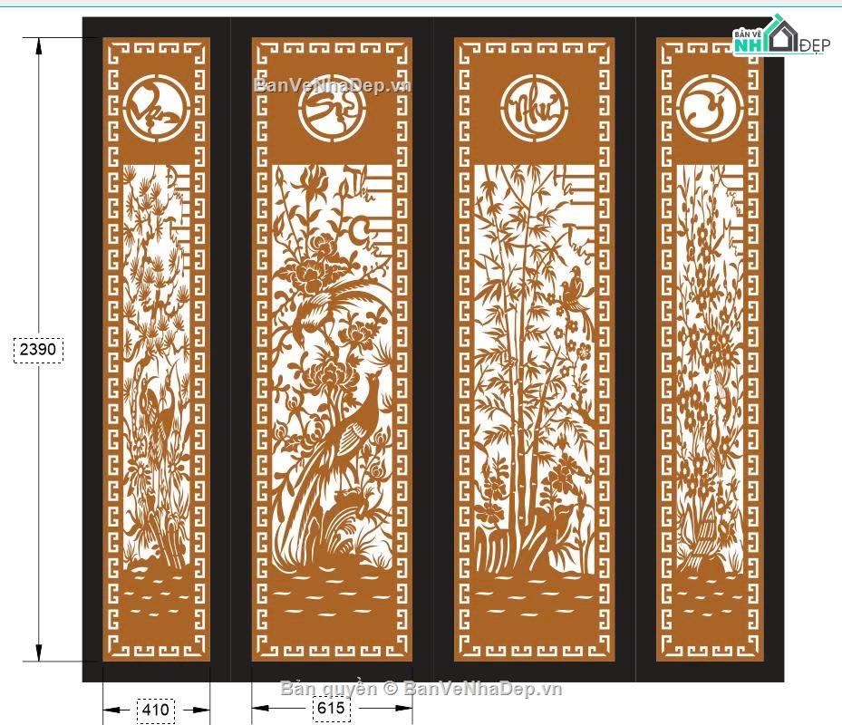 vạn sự như ý,cổng 4 cánh cnc,File cổng 4 cánh