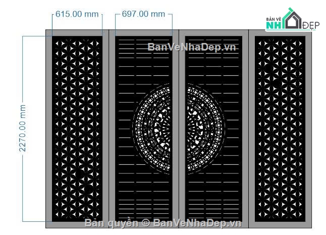 cổng 4 cánh cnc,cổng trống đồng cnc,cổng dxf