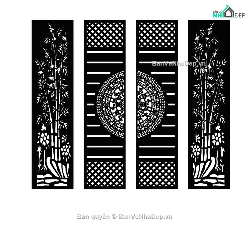 cổng 4 cánh cnc,cổng trống đồng cnc,cổng trúc cắt cnc