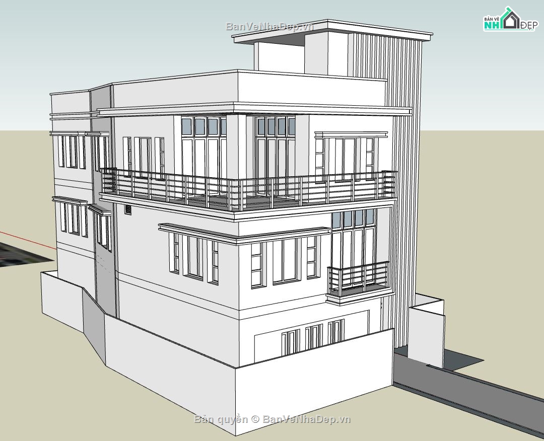 mẫu biệt thự 2 tầng,biệt thự 2 tầng,mẫu biệt thự sketchup