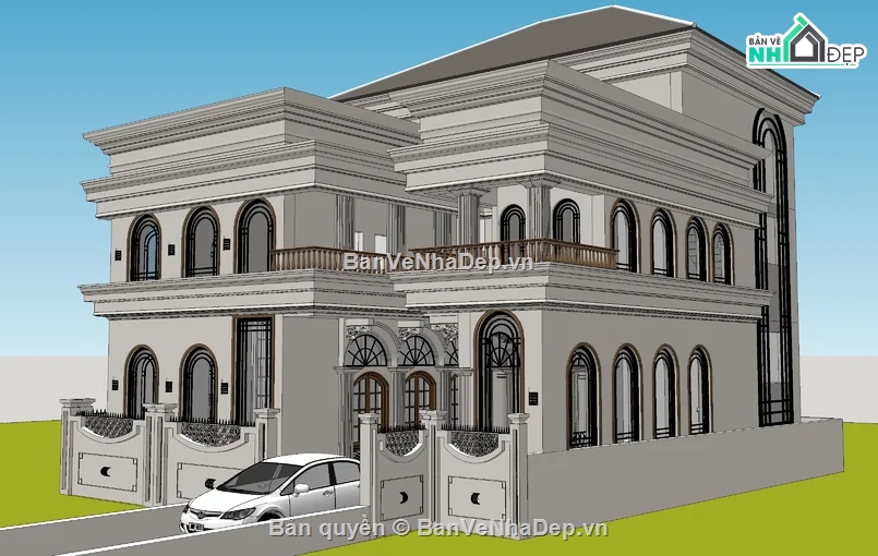 biệt thự tân cổ,model biệt thự,model tân cổ điển