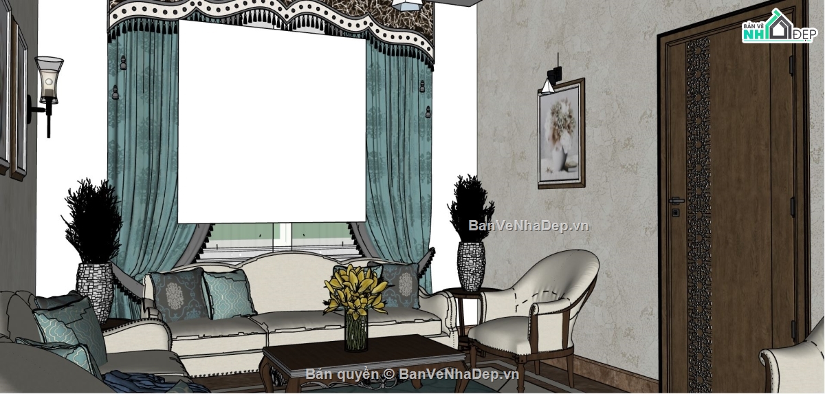 nội thất phòng khách,Model nội thất phòng khách,thiết kế phòng khách,file sketchup phòng khách