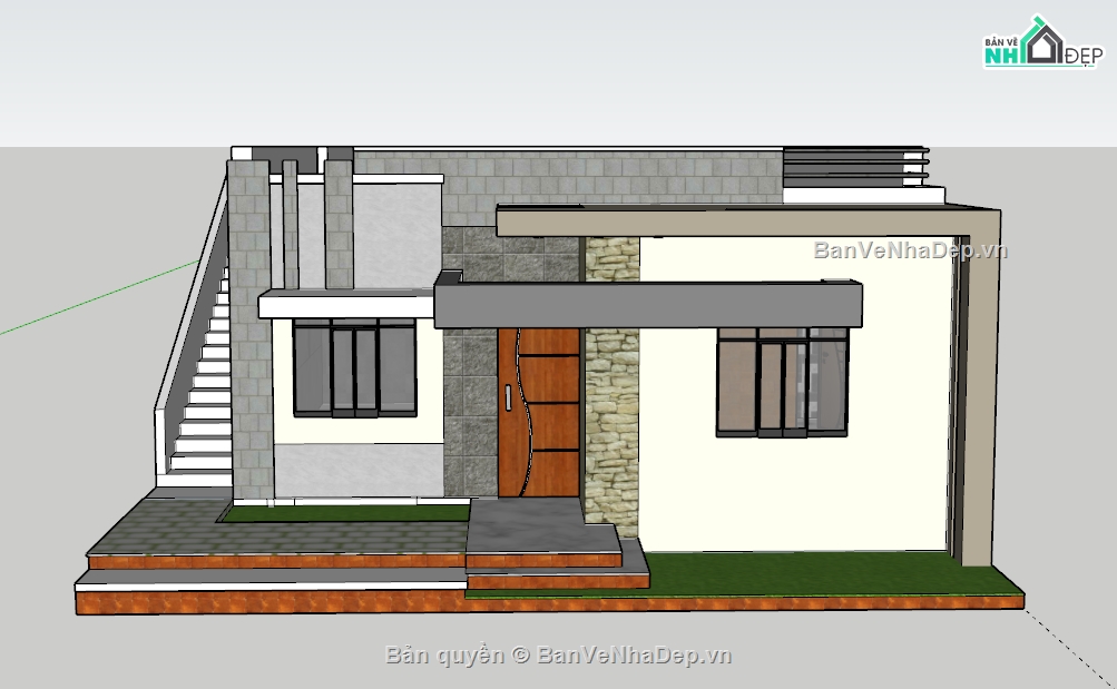 nhà 1 tầng,nhà cấp 4,model sketchup