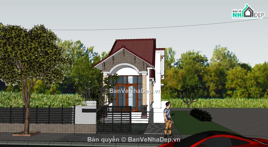 nhà cấp 4,model nhà cấp 4,sketchup nhà cấp 4