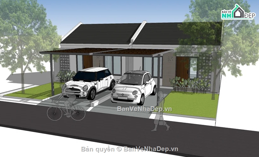 nhà phố,model nhà phố,nhà phố 1 tầng