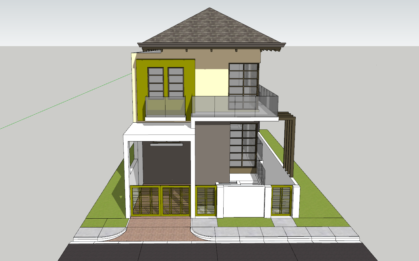 nhà phố,nhà phố 2 tầng,model nhà phố 2 tầng