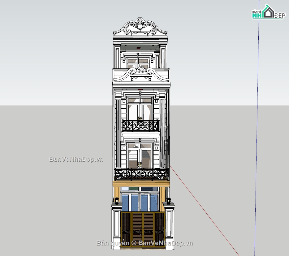 nhà phố,nhà phố 4 tầng,model nhà phố