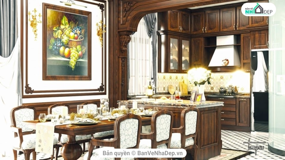 3dsmax khách bếp,3dmax phòng khách,3dmax phòng bếp