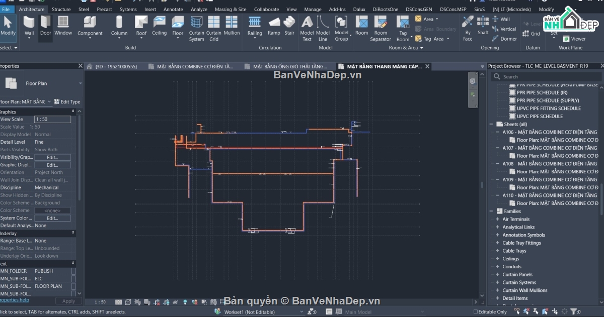 trường học 5 tầng,revit trường học 5 tầng,bản vẽ trường học 5 tầng