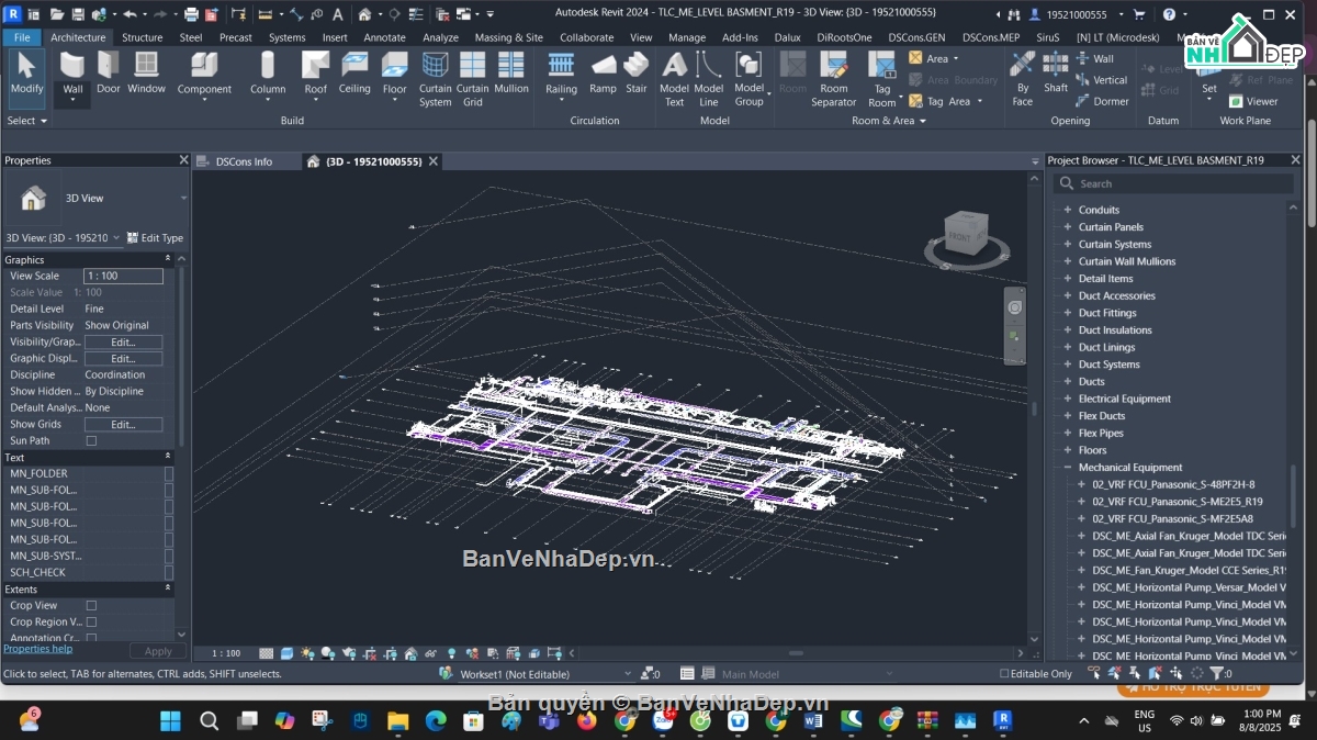 trường học 5 tầng,revit trường học 5 tầng,bản vẽ trường học 5 tầng