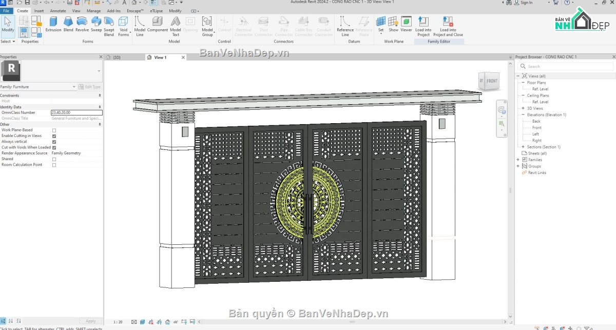 cổng rào,cổng rào revit,revit cổng rào