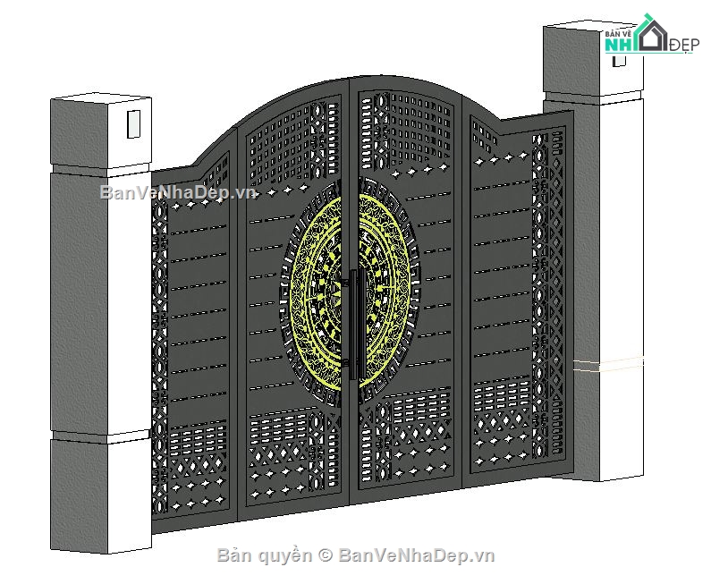 cổng rào cnc,revit cổng,file revit cổng