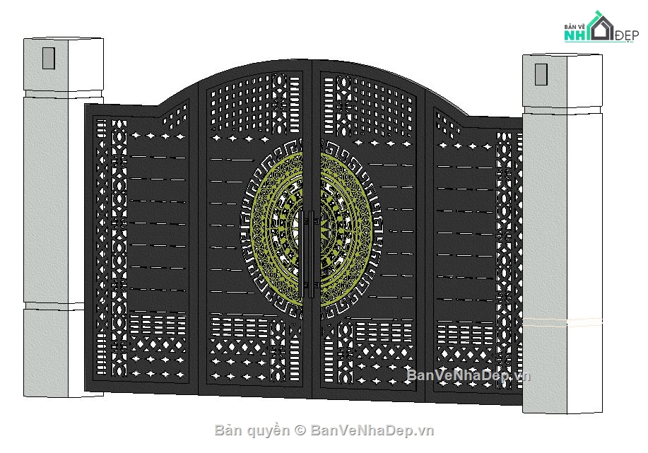 cổng rào cnc,revit cổng,file revit cổng