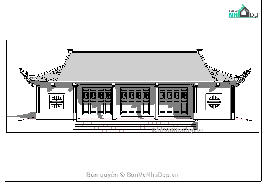 Bộ 6 Bản vẽ Revit nhà thờ, đình chùa chi tiết